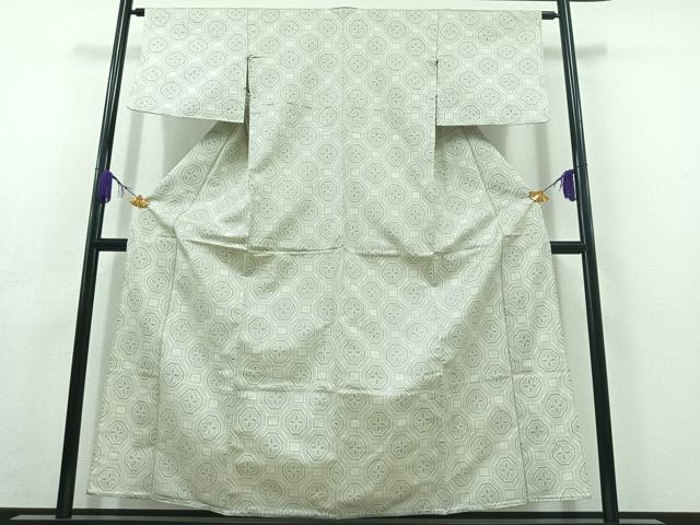 平和屋着物▽上質な紬　単衣　蜀江花文　正絹　逸品　AABC3191jh
