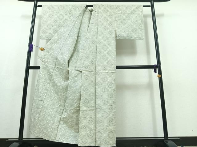 平和屋着物▽上質な紬　単衣　蜀江花文　正絹　逸品　AABC3191jh