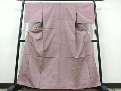 平和屋着物▽上質な紬 単衣 亀甲文 正絹 逸品 AABC3193jh