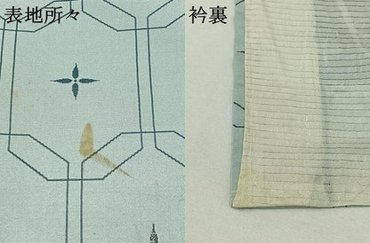 平和屋着物▽お召 単衣 亀甲花文 正絹 逸品 AABC3194jh