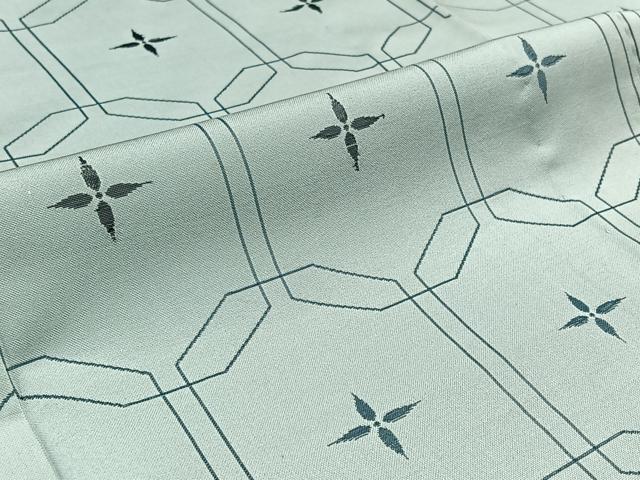平和屋着物▽お召 単衣 亀甲花文 正絹 逸品 AABC3194jh