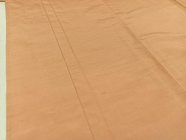 平和屋着物▽上質な紬 単衣 洒落柿色 正絹 逸品 AABC3200jh