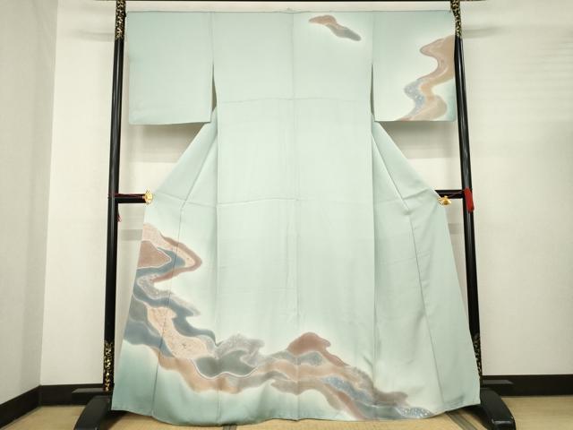 平和屋着物●訪問着 流水文 暈し染め 金彩 正絹 逸品 AABC3201ck