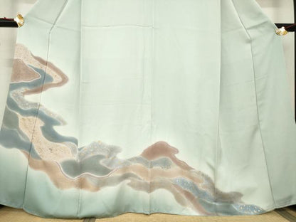 平和屋着物●訪問着 流水文 暈し染め 金彩 正絹 逸品 AABC3201ck