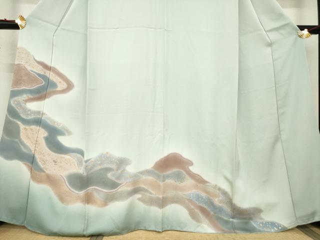 平和屋着物●訪問着 流水文 暈し染め 金彩 正絹 逸品 AABC3201ck