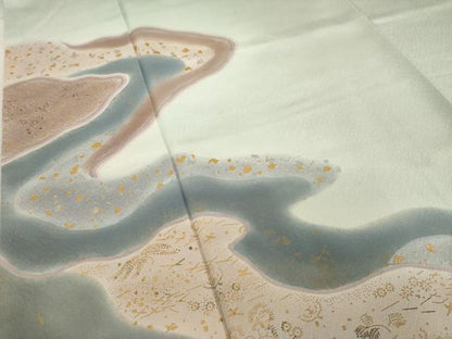 平和屋着物●訪問着 流水文 暈し染め 金彩 正絹 逸品 AABC3201ck