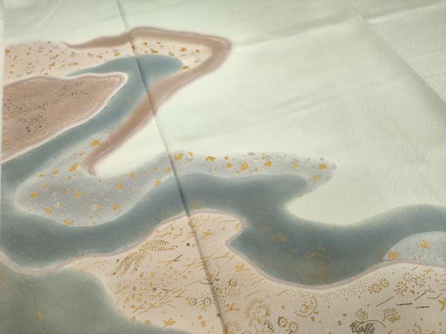平和屋着物●訪問着 流水文 暈し染め 金彩 正絹 逸品 AABC3201ck