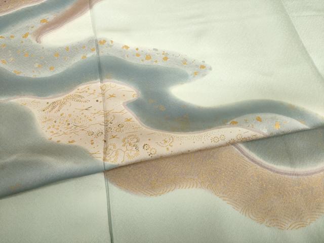 平和屋着物●訪問着 流水文 暈し染め 金彩 正絹 逸品 AABC3201ck