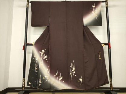平和屋着物●十代目 歌舞伎役者　坂東三津五郎　訪問着　舞花文　暈し染め　やまと誂製　正絹　逸品　AABC3203ck