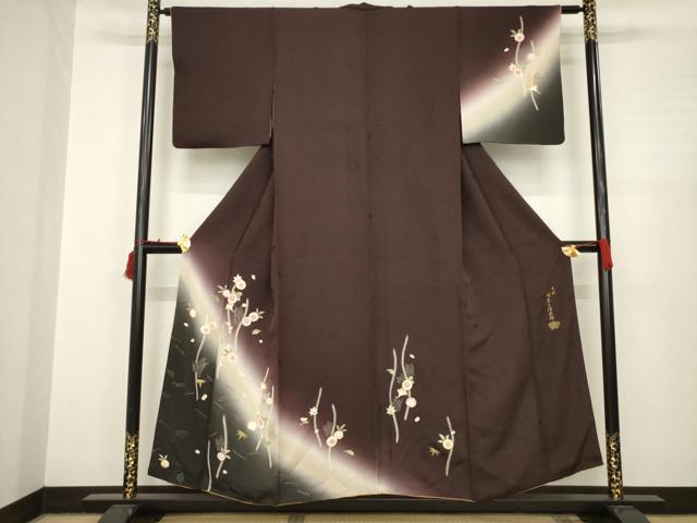 平和屋着物●十代目 歌舞伎役者　坂東三津五郎　訪問着　舞花文　暈し染め　やまと誂製　正絹　逸品　AABC3203ck