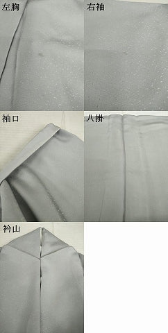 平和屋着物●上質な色無地　大小あられ地紋　薄墨色　正絹　逸品　AABC3214ck