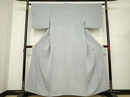 平和屋着物●上質な色無地　大小あられ地紋　薄墨色　正絹　逸品　AABC3214ck
