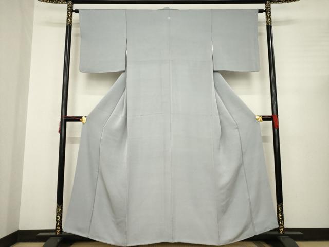 平和屋着物●上質な色無地　大小あられ地紋　薄墨色　正絹　逸品　AABC3214ck