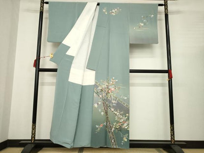 平和屋着物●総刺繍 訪問着 中国三大刺繍 スワトウ刺繍 汕頭刺繍 草花文 金彩 正絹 逸品 AABC3215ck