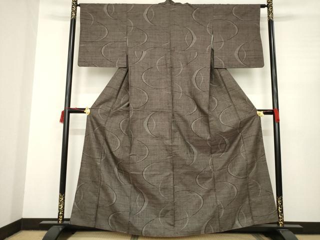 平和屋着物●本場大島紬　カタス7マルキ　幾何学文様　正絹　逸品　AABC3222ck
