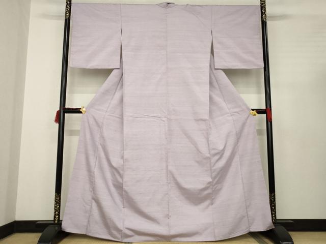 平和屋着物●紅花紬 米沢 霞文 梅鼠色 正絹 逸品 AABC3232ck