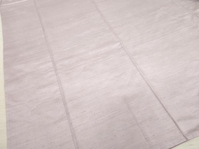 平和屋着物●紅花紬 米沢 霞文 梅鼠色 正絹 逸品 AABC3232ck