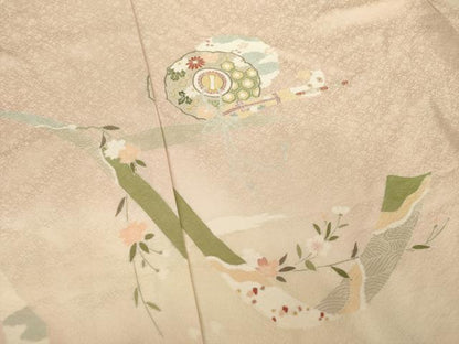 平和屋着物●訪問着　吉祥花文　暈し染め　仮絵羽　正絹　逸品　未使用　AABC3234ck