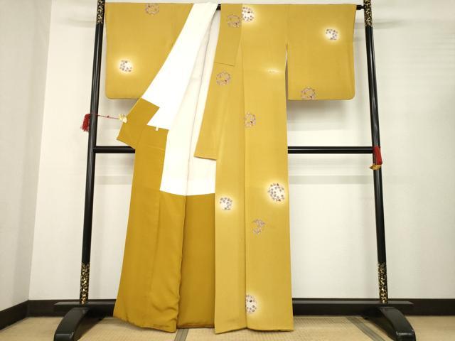 平和屋着物●上質な小紋　草花丸文　ほたる暈し　鬼しぼ縮緬　正絹　逸品　AABC3240ck