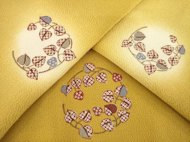 平和屋着物●上質な小紋　草花丸文　ほたる暈し　鬼しぼ縮緬　正絹　逸品　AABC3240ck