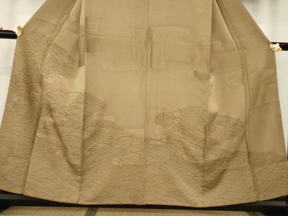 平和屋着物●訪問着　刺繍　流水立波文　銀糸　正絹　逸品　AABC3255ck