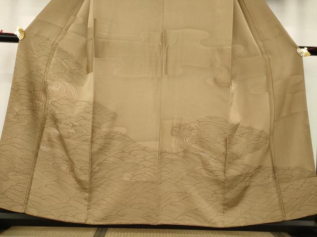 平和屋着物●訪問着　刺繍　流水立波文　銀糸　正絹　逸品　AABC3255ck