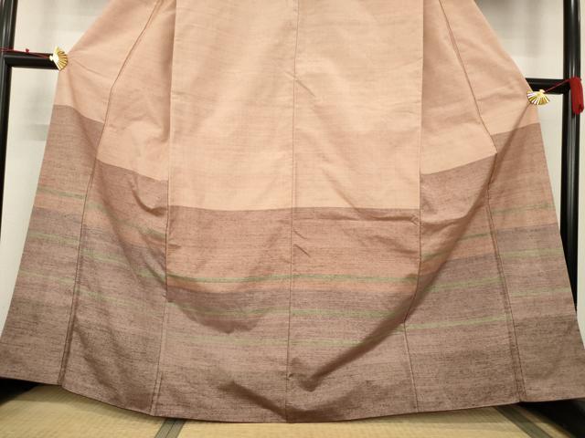 平和屋着物●紬 訪問着 横段文 正絹 逸品 AABC3258ck