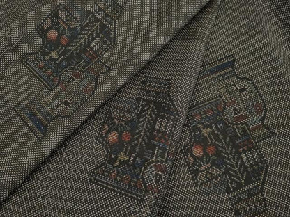 平和屋着物●本場大島紬　カタス7マルキ　陶器文　正絹　逸品　未使用　AABC3259ck