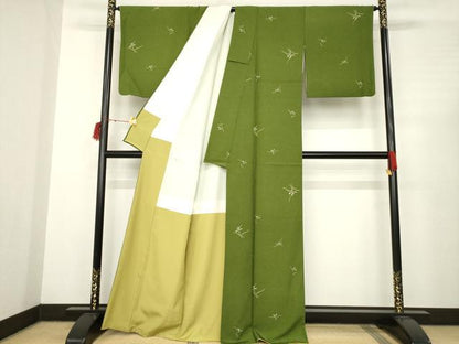 平和屋着物●上質な小紋　草花文　正絹　逸品　AABC3260ck