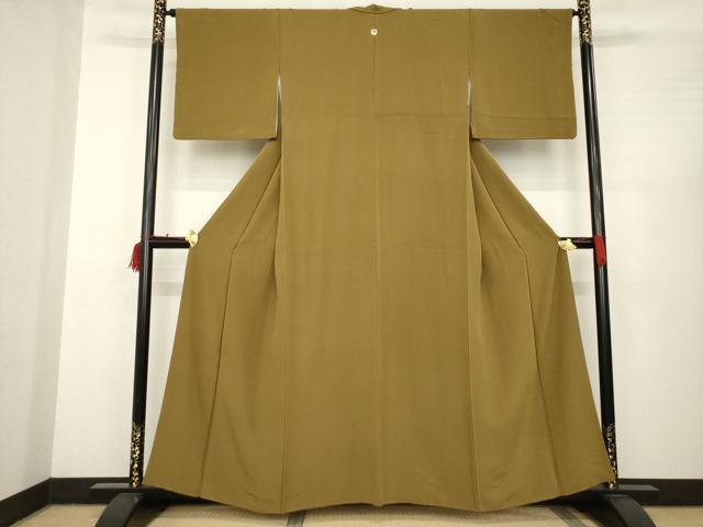 平和屋着物●上質な色無地 桑茶色 正絹 逸品 AABC3263ck