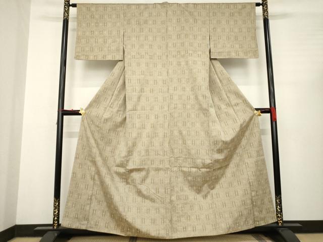 平和屋着物●上質な紬 幾何学文様 正絹 逸品 AABC3265ck