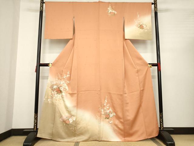 平和屋着物●訪問着　地紙花文　暈し染め　金銀彩　正絹　逸品　AABC3272ck