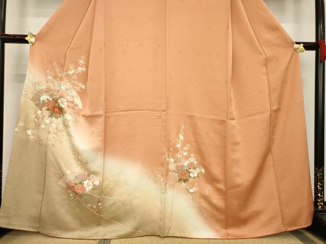 平和屋着物●訪問着　地紙花文　暈し染め　金銀彩　正絹　逸品　AABC3272ck