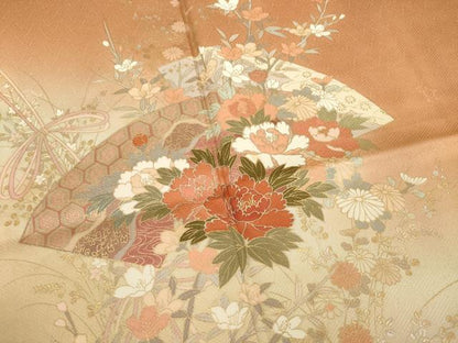 平和屋着物●訪問着　地紙花文　暈し染め　金銀彩　正絹　逸品　AABC3272ck
