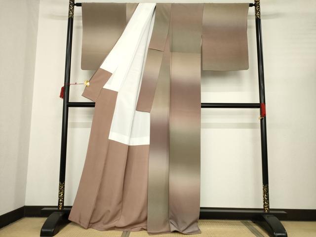 平和屋着物●上質な小紋 横段霞文 正絹 逸品 AABC3274ck