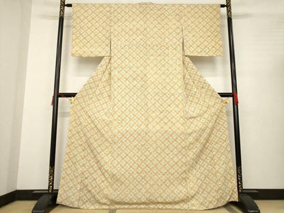 平和屋着物●上質な小紋 丸文 木版染め 正絹 逸品 AABC3276ck