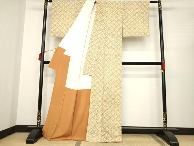 平和屋着物●上質な小紋 丸文 木版染め 正絹 逸品 AABC3276ck