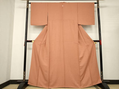 平和屋着物●本草木染作家　瑞鳳　色無地　土器色　正絹　逸品　AABC3280ck