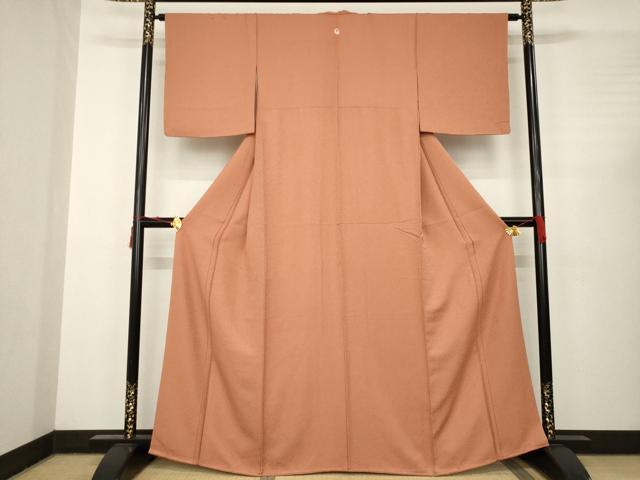 平和屋着物●本草木染作家　瑞鳳　色無地　土器色　正絹　逸品　AABC3280ck