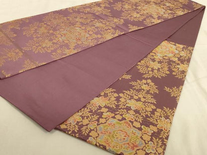 平和屋着物◎六通柄袋帯　更紗花文　金糸　正絹　逸品　AABC3288ou
