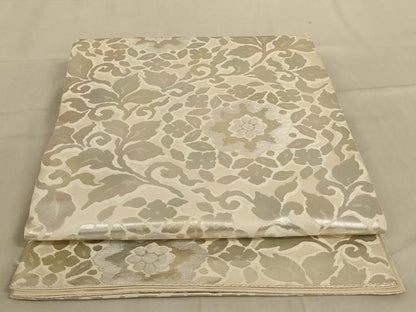 平和屋着物◎六通柄袋帯　更紗花文　銀糸　正絹　逸品　AABC3294ou