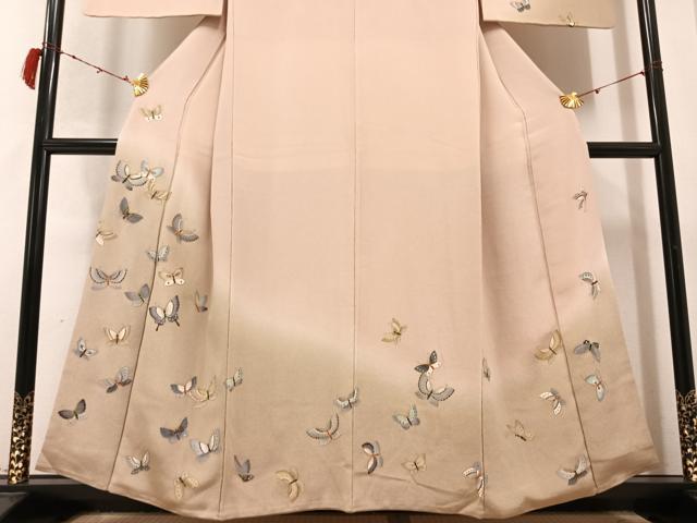 平和屋着物●訪問着　舞蝶　金彩　鬼しぼ縮緬　正絹　逸品　AABC3322ph
