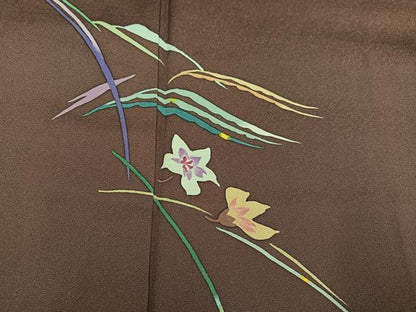 平和屋着物●訪問着 草花文 正絹 逸品 AABC3323ph