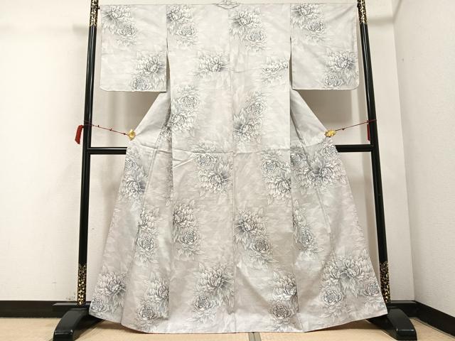 平和屋着物●本場大島紬 白大島 カタス７マルキ 総絣 草花文 正絹 逸品 AABC3326ph