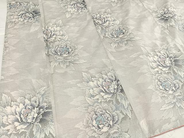 平和屋着物●本場大島紬 白大島 カタス７マルキ 総絣 草花文 正絹 逸品 AABC3326ph