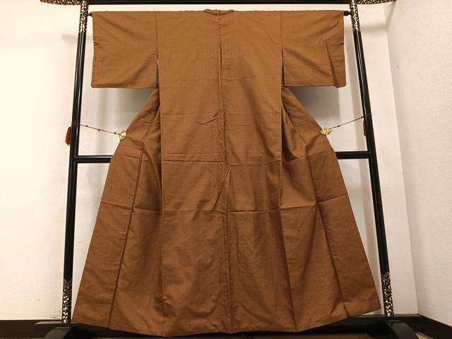 平和屋着物●お召　格子　正絹　逸品　AABC3331ph