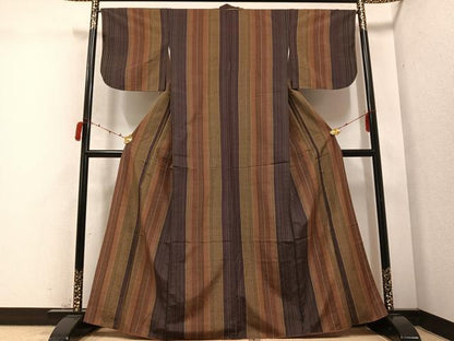 平和屋着物●上質な紬　間道　正絹　逸品　AABC3333ph