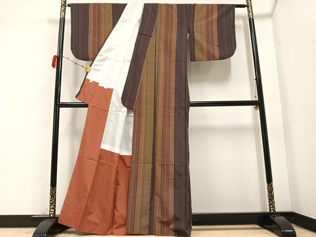 平和屋着物●上質な紬　間道　正絹　逸品　AABC3333ph