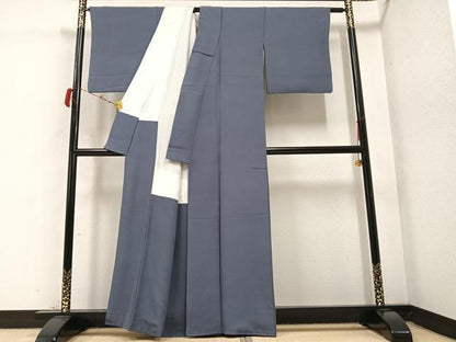 平和屋着物●上質な色無地 薄鼠色 正絹 逸品 AABC3335ph