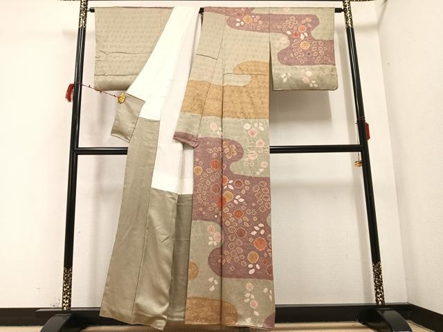 平和屋着物●訪問着　絞り　霞花文　金彩　正絹　逸品　AABC3337ph